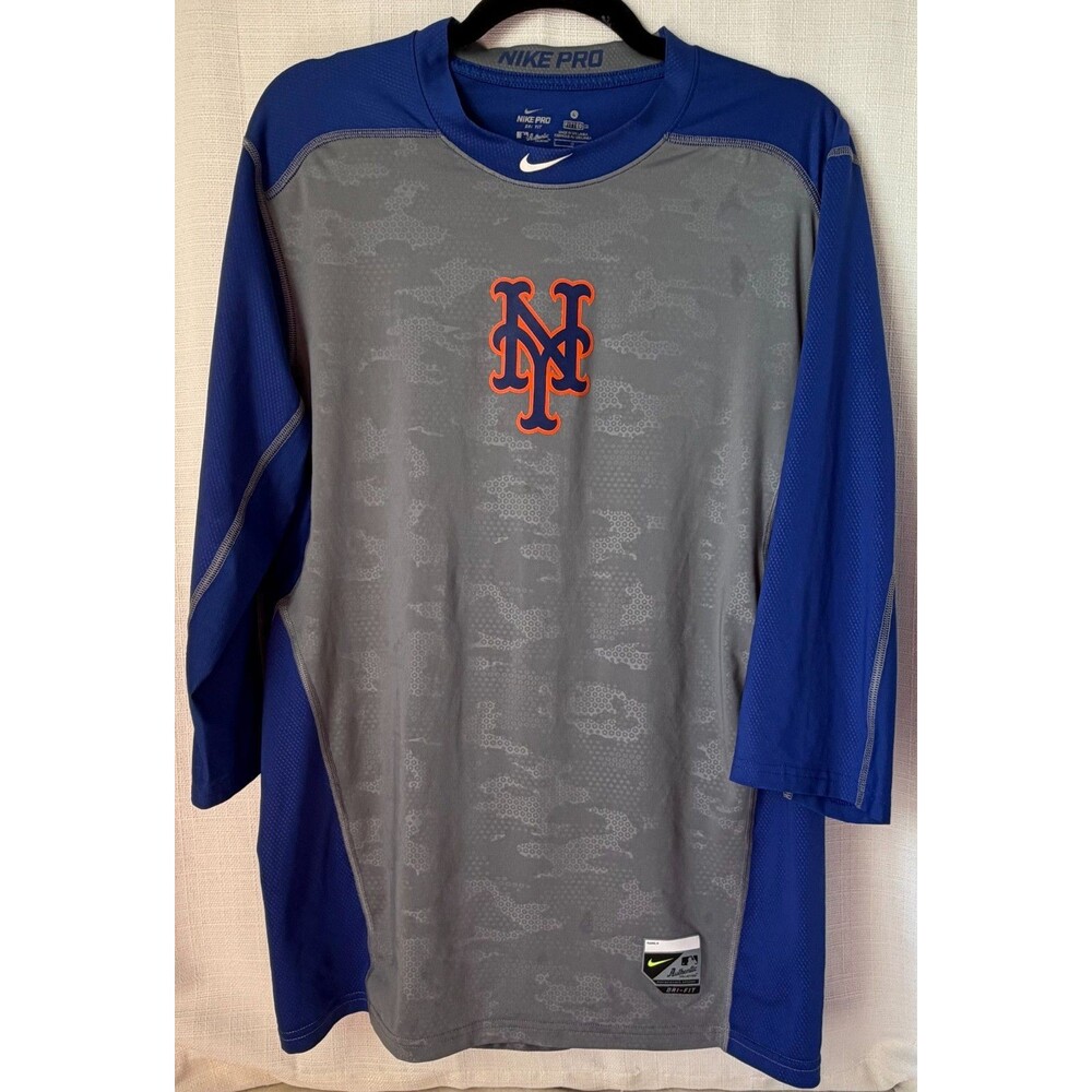 Nike Pro New York Mets Men L Dri-FIT 3/4 Sleeve Compression Training Shirt MLB